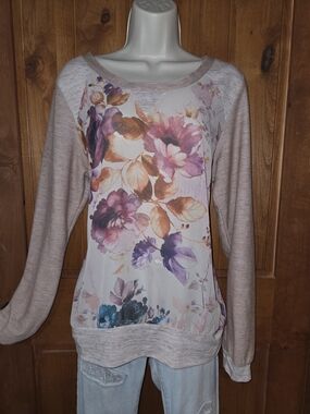 Vanity Tan Floral Raglan Sweatshirt